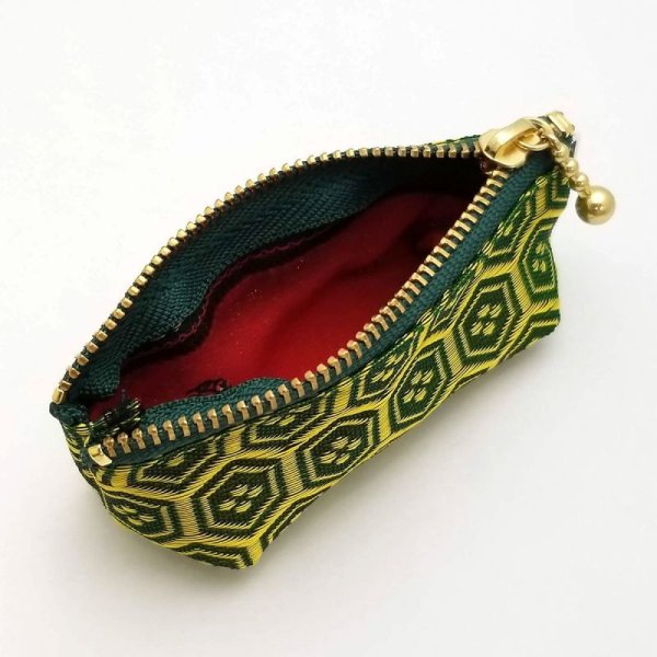 画像4: 畳縁(たたみべり) のポーチ(亀甲 鶯) (4)