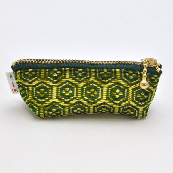 画像2: 畳縁(たたみべり) のポーチ(亀甲 鶯) (2)